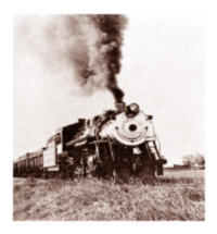 Old photograph of a Great Western Trail locomotive